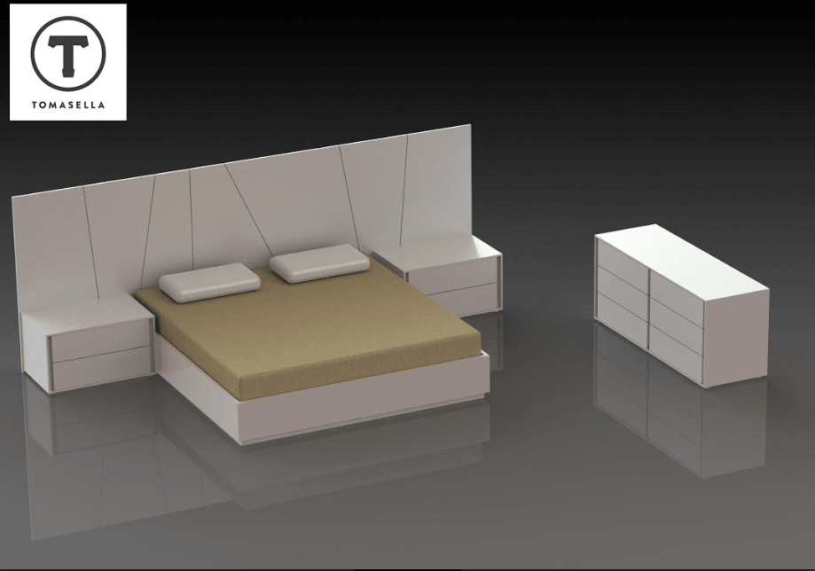 Nicolletta Suite, King Bed + Dresser  set - Euro Living Furniture